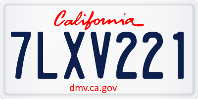 CA license plate 7LXV221