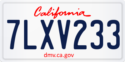 CA license plate 7LXV233