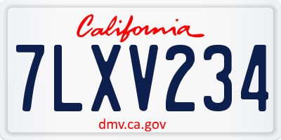 CA license plate 7LXV234
