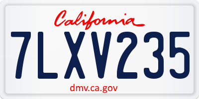 CA license plate 7LXV235