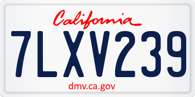 CA license plate 7LXV239