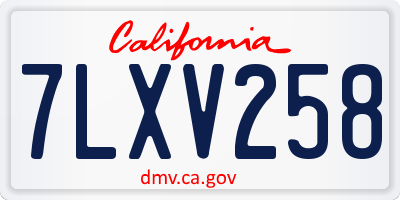 CA license plate 7LXV258