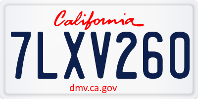CA license plate 7LXV260
