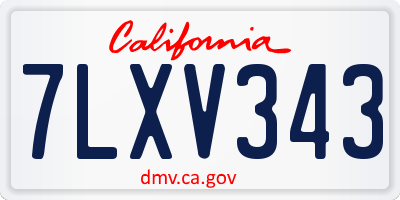 CA license plate 7LXV343