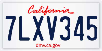 CA license plate 7LXV345