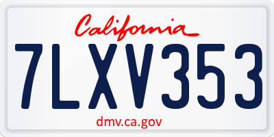 CA license plate 7LXV353