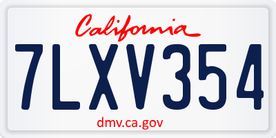 CA license plate 7LXV354