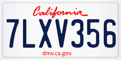CA license plate 7LXV356