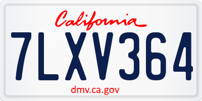 CA license plate 7LXV364