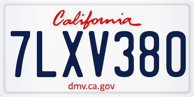 CA license plate 7LXV380