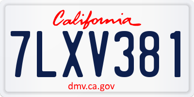 CA license plate 7LXV381