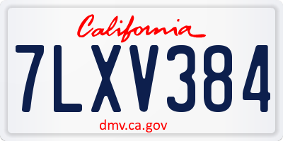 CA license plate 7LXV384