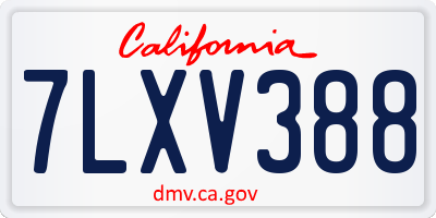CA license plate 7LXV388