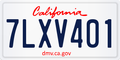 CA license plate 7LXV401