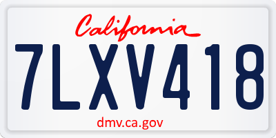 CA license plate 7LXV418