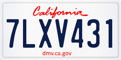 CA license plate 7LXV431