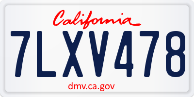 CA license plate 7LXV478
