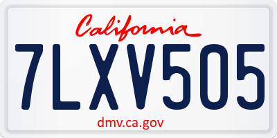 CA license plate 7LXV505