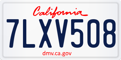 CA license plate 7LXV508