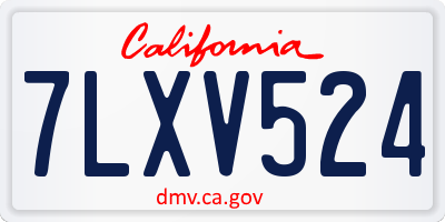 CA license plate 7LXV524
