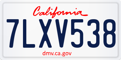 CA license plate 7LXV538