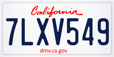 CA license plate 7LXV549