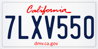 CA license plate 7LXV550