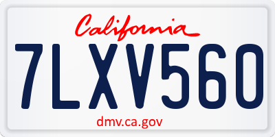 CA license plate 7LXV560