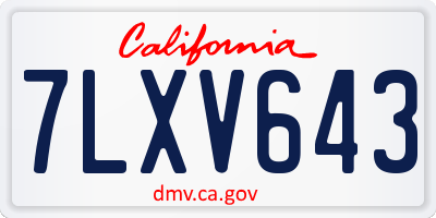 CA license plate 7LXV643