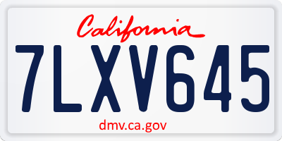CA license plate 7LXV645