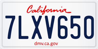 CA license plate 7LXV650