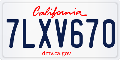 CA license plate 7LXV670