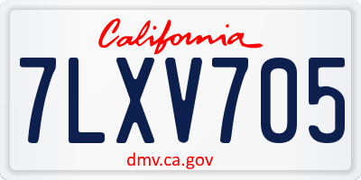 CA license plate 7LXV705