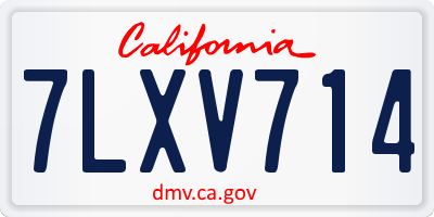CA license plate 7LXV714