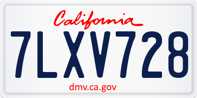 CA license plate 7LXV728