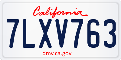 CA license plate 7LXV763