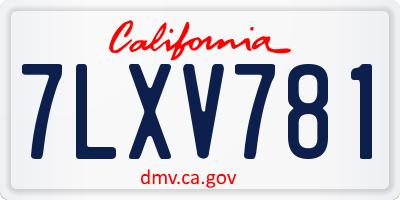 CA license plate 7LXV781