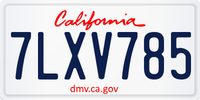 CA license plate 7LXV785