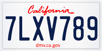 CA license plate 7LXV789