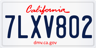 CA license plate 7LXV802