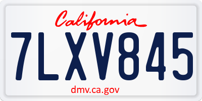CA license plate 7LXV845