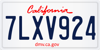 CA license plate 7LXV924