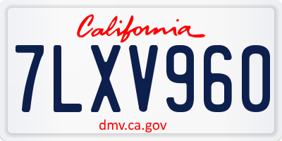 CA license plate 7LXV960