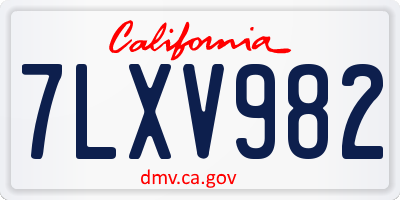 CA license plate 7LXV982