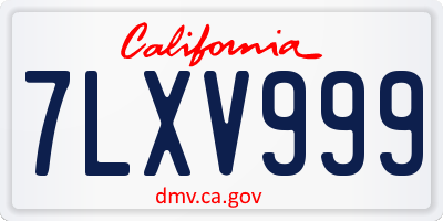 CA license plate 7LXV999