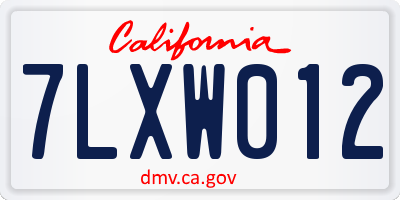CA license plate 7LXW012