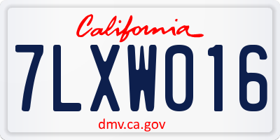 CA license plate 7LXW016