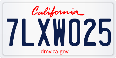 CA license plate 7LXW025