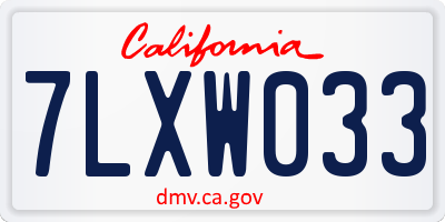 CA license plate 7LXW033