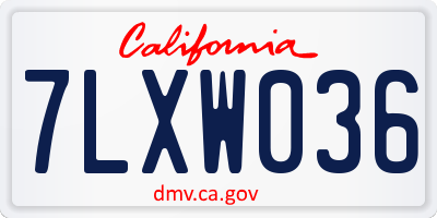 CA license plate 7LXW036
